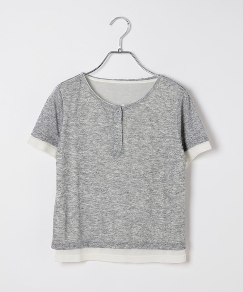 BAYFLOW(ベイフロー)の「レイヤードライクヘンリー半袖Tシャツ(Tシャツ/カットソー・レディース・グレー/イエロー/ブラウン・FREE)」の14枚目の写真