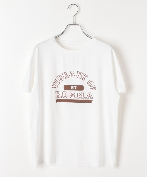 BAYFLOW（ベイフロー）の「[なめらかな肌触り]スムースタッチロゴ半袖Tシャツ（Tシャツ/カットソー・レディース・ベージュ/ダークブラウン/ブルー/オフホワイト/ブラック/カーキ・SMALL/MEDIUM）」の2枚目の写真