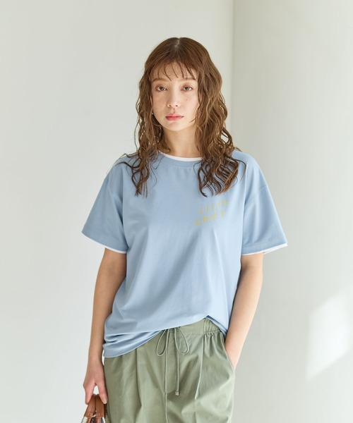 BAYFLOW（ベイフロー）の「[なめらかな肌触り]スムースタッチロゴ半袖Tシャツ（Tシャツ/カットソー・レディース・ベージュ/ダークブラウン/ブルー/オフホワイト/ブラック/カーキ・SMALL/MEDIUM）」の14枚目の写真