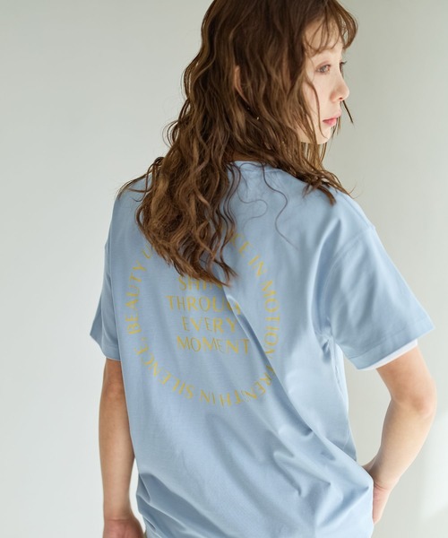 BAYFLOW（ベイフロー）の「[なめらかな肌触り]スムースタッチロゴ半袖Tシャツ（Tシャツ/カットソー・レディース・ベージュ/ダークブラウン/ブルー/オフホワイト/ブラック/カーキ・SMALL/MEDIUM）」の10枚目の写真