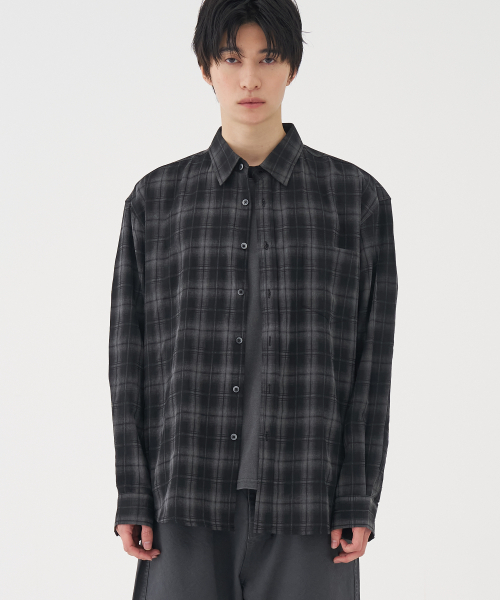 BASEMOMENT(ベースモーメント)の「ピグメントダイチェックシャツブラック(シャツ/ブラウス・メンズ・その他・M/L/XL)」の1枚目の写真