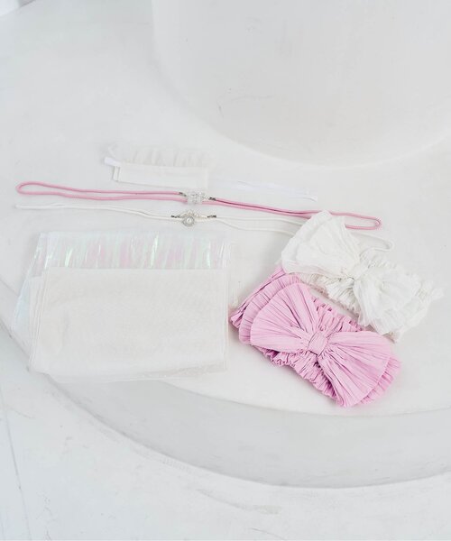 apres les cours（アプレレクール）の「パール・リボン帯飾り（和装小物・キッズ・ピンク/オフホワイト・FREE）」の6枚目の写真