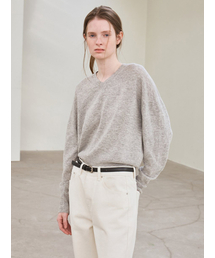 le（ル）の「cashmere whole garment v-neck knit pullover (gray)（ニット/セーター）」