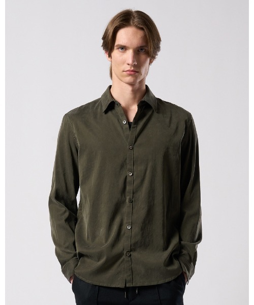 wjk(ダヴルジェイケイ)の「cupuro fibril dress shirt(シャツ/ブラウス・メンズ・ホワイト/ブラック/ダークカーキ・SMALL/MEDIUM/LARGE/X-LARGE)」の5枚目の写真
