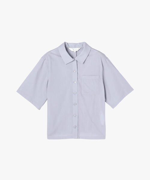 To b. by agnes b.（トゥービーバイアニエスベー）の「ボックスカット 半袖 シャツ（シャツ/ブラウス・レディース・ブルー・40/38/36）」の2枚目の写真