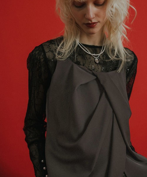 et.UNiVER(エトユニベール)の「Oblique cross top pants set(パンツドレス・レディース・ブラック/ブラウン/イエロー・LARGE/MEDIUM/SMALL)」の2枚目の写真