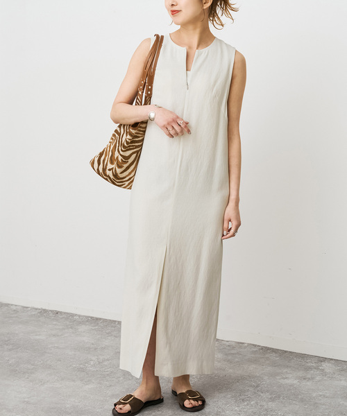 Spick & Span(スピックアンドスパン)の「メランジIラインワンピース(ワンピース・レディース・アイボリー/チャコールグレー・38/36)」の1枚目の写真