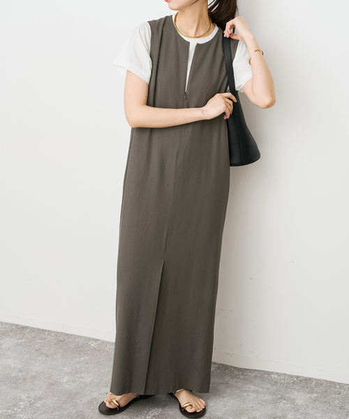 Spick & Span(スピックアンドスパン)の「メランジIラインワンピース(ワンピース・レディース・アイボリー/チャコールグレー・38/36)」の5枚目の写真