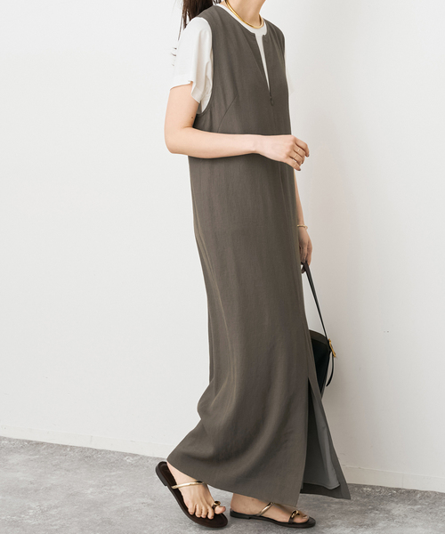 Spick & Span(スピックアンドスパン)の「メランジIラインワンピース(ワンピース・レディース・アイボリー/チャコールグレー・38/36)」の7枚目の写真