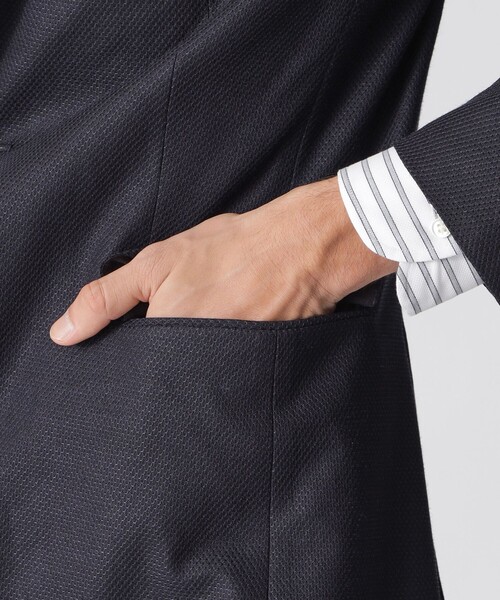 Paul Stuart（ポールスチュアート）の「ラミーハニカムメッシュジャージージャケット（テーラードジャケット・メンズ・ネイビー/グレー・48/46/50）」の16枚目の写真