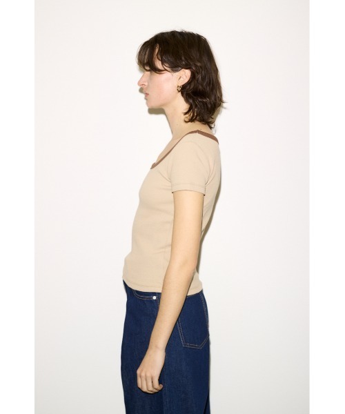 THROW by SLY(スローバイスライ)の「THROW RINGER T/SH リンガーティーシャツ 春服 夏服 半袖(Tシャツ/カットソー・レディース・ブラック/バーガンディー/ベージュ・FREE)」の12枚目の写真
