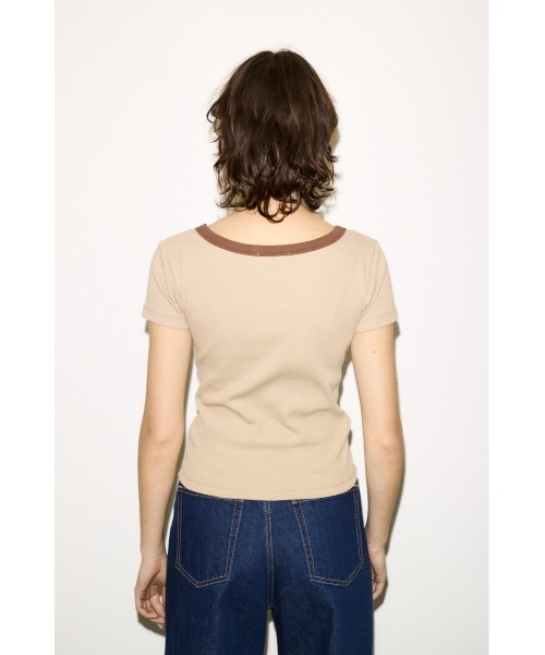 THROW by SLY(スローバイスライ)の「THROW RINGER T/SH リンガーティーシャツ 春服 夏服 半袖(Tシャツ/カットソー・レディース・ブラック/バーガンディー/ベージュ・FREE)」の13枚目の写真