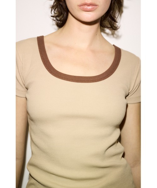 THROW by SLY(スローバイスライ)の「THROW RINGER T/SH リンガーティーシャツ 春服 夏服 半袖(Tシャツ/カットソー・レディース・ブラック/バーガンディー/ベージュ・FREE)」の14枚目の写真