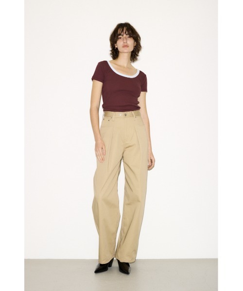 THROW by SLY(スローバイスライ)の「THROW RINGER T/SH リンガーティーシャツ 春服 夏服 半袖(Tシャツ/カットソー・レディース・ブラック/バーガンディー/ベージュ・FREE)」の18枚目の写真