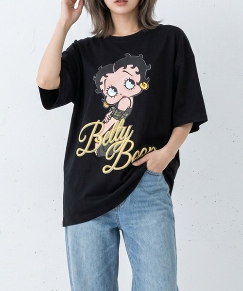 GLAMOROUS JANE(グラマラスジェーン)の「BETTY BOOP迷彩プリント半袖Tシャツ(Tシャツ/カットソー・レディース・オフホワイト/チャコールグレー/ブラック・FREE)」の8枚目の写真