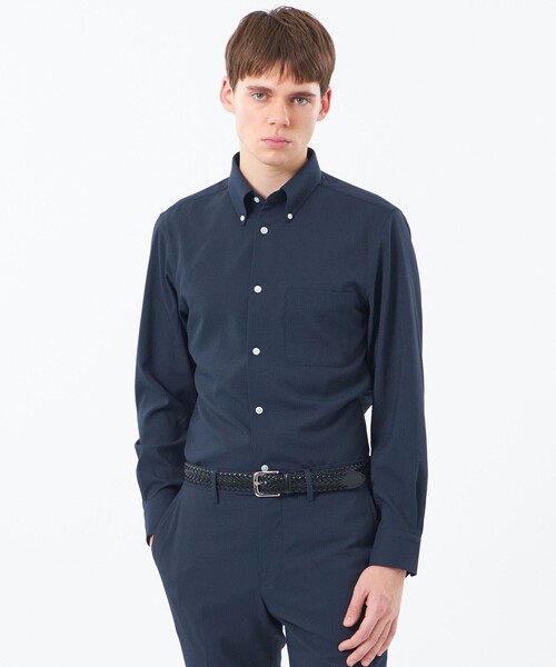 MACKINTOSH PHILOSOPHY(マッキントッシュ フィロソフィー)の「【WEB&一部店舗限定】トロッター スクエアボタンダウン長袖シャツ サッカーストライプ(シャツ/ブラウス・メンズ・グリーン系その他5/ホワイト/ブルー系その他3/ネイビー・38/40/42)」の3枚目の写真