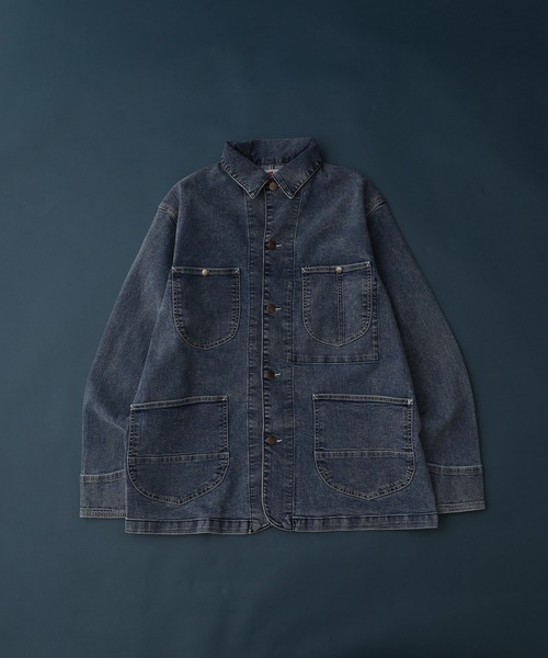 HANES(ヘインズ)の「HANES カバーオール ストレッチデニム レギュラーフィット(カバーオール・メンズ・ネイビー/ブルー/サックスブルー/ブラック・S/M/L/LL)」の21枚目の写真