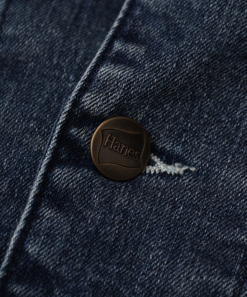 HANES(ヘインズ)の「HANES カバーオール ストレッチデニム レギュラーフィット(カバーオール・メンズ・ネイビー/ブルー/サックスブルー/ブラック・S/M/L/LL)」の18枚目の写真