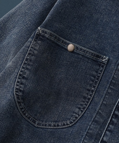 HANES(ヘインズ)の「HANES カバーオール ストレッチデニム レギュラーフィット(カバーオール・メンズ・ネイビー/ブルー/サックスブルー/ブラック・S/M/L/LL)」の17枚目の写真