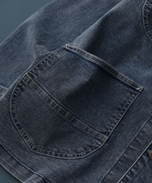 HANES(ヘインズ)の「HANES カバーオール ストレッチデニム レギュラーフィット(カバーオール・メンズ・ネイビー/ブルー/サックスブルー/ブラック・S/M/L/LL)」の15枚目の写真