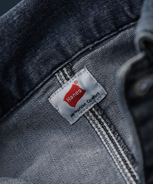 HANES(ヘインズ)の「HANES カバーオール ストレッチデニム レギュラーフィット(カバーオール・メンズ・ネイビー/ブルー/サックスブルー/ブラック・S/M/L/LL)」の19枚目の写真