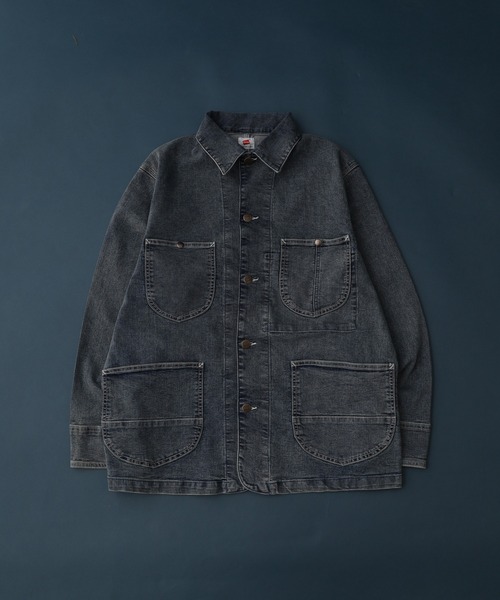 HANES(ヘインズ)の「HANES カバーオール ストレッチデニム レギュラーフィット(カバーオール・メンズ・ネイビー/ブルー/サックスブルー/ブラック・S/M/L/LL)」の22枚目の写真