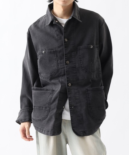 HANES(ヘインズ)の「HANES カバーオール ストレッチデニム レギュラーフィット(カバーオール・メンズ・ネイビー/ブルー/サックスブルー/ブラック・S/M/L/LL)」の8枚目の写真