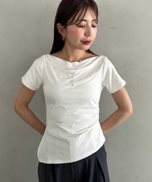 MYMOOD.(マイムード)の「ドレープリラックストップス ドレープ半袖トップス(Tシャツ/カットソー・レディース・ブラック/グレー/ホワイト/ブルー・FREE)」の17枚目の写真
