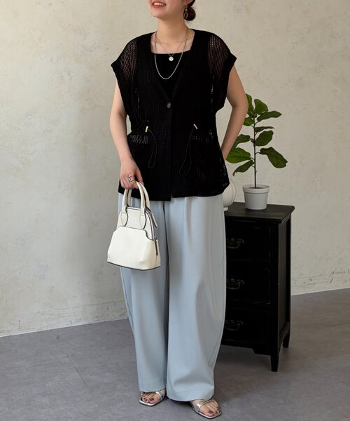 Chez toi(シェトワ)の「【レイヤード対応】【インせず着れる】メッシュベスト(ベスト・レディース・アイボリー/ブラック・FREE)」の17枚目の写真