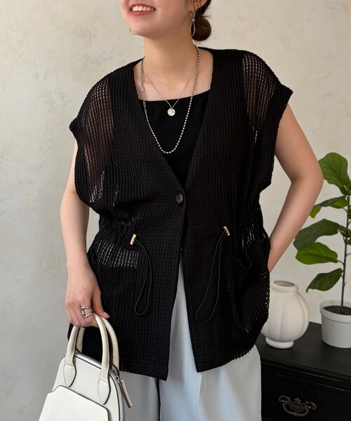 Chez toi(シェトワ)の「【レイヤード対応】【インせず着れる】メッシュベスト(ベスト・レディース・アイボリー/ブラック・FREE)」の18枚目の写真