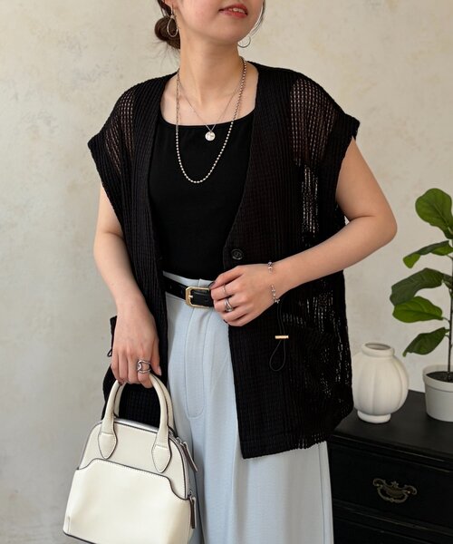 Chez toi(シェトワ)の「【レイヤード対応】【インせず着れる】メッシュベスト(ベスト・レディース・アイボリー/ブラック・FREE)」の19枚目の写真