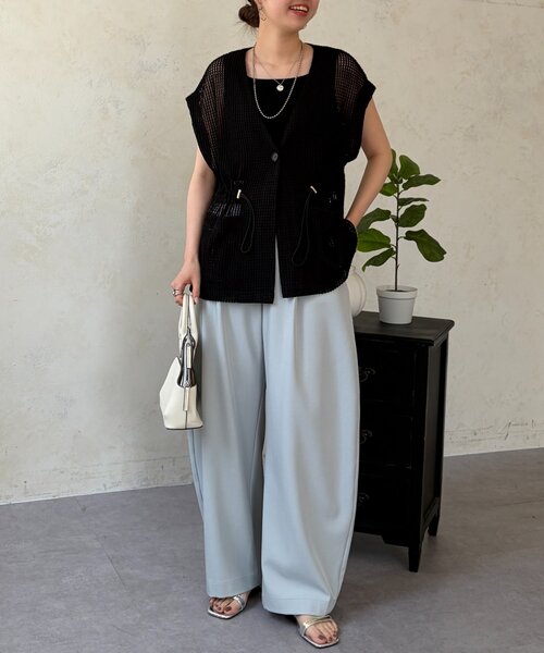 Chez toi(シェトワ)の「【レイヤード対応】【インせず着れる】メッシュベスト(ベスト・レディース・アイボリー/ブラック・FREE)」の22枚目の写真