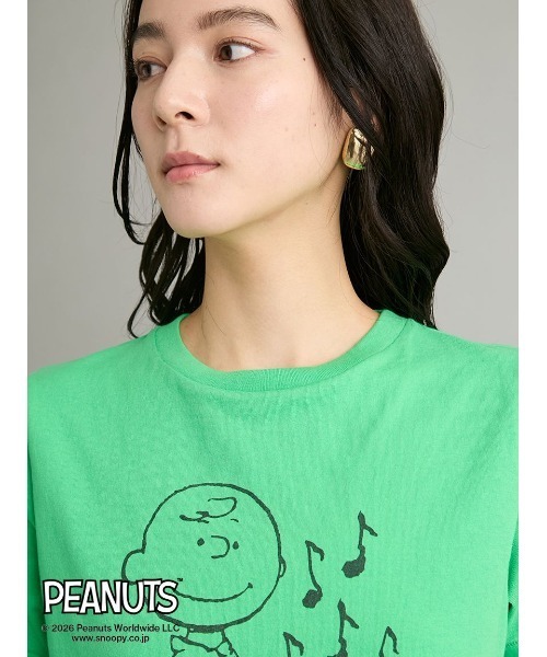 Mila Owen(ミラオーウェン)の「【PEANUTS RECORDS】チャーリー・ブラウンTシャツ(Tシャツ/カットソー・レディース・ベージュ/グリーン/ホワイト・F)」の6枚目の写真