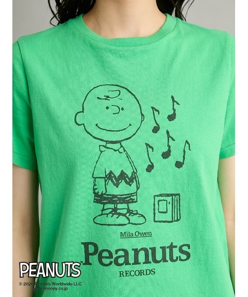 Mila Owen(ミラオーウェン)の「【PEANUTS RECORDS】チャーリー・ブラウンTシャツ(Tシャツ/カットソー・レディース・ベージュ/グリーン/ホワイト・F)」の9枚目の写真