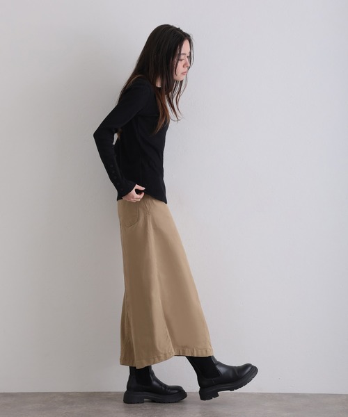 ElegChic(エレグシック)の「袖口ボタンリブロングTシャツ(Tシャツ/カットソー・レディース・ブラック/オフホワイト・M/4L/XXL/XL/L)」の8枚目の写真