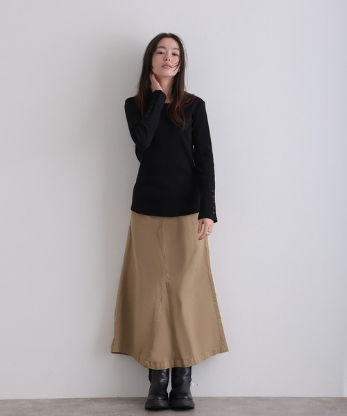 ElegChic(エレグシック)の「袖口ボタンリブロングTシャツ(Tシャツ/カットソー・レディース・ブラック/オフホワイト・M/4L/XXL/XL/L)」の13枚目の写真