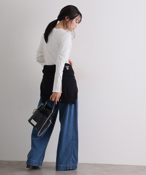 ElegChic(エレグシック)の「袖口ボタンリブロングTシャツ(Tシャツ/カットソー・レディース・ブラック/オフホワイト・M/4L/XXL/XL/L)」の22枚目の写真