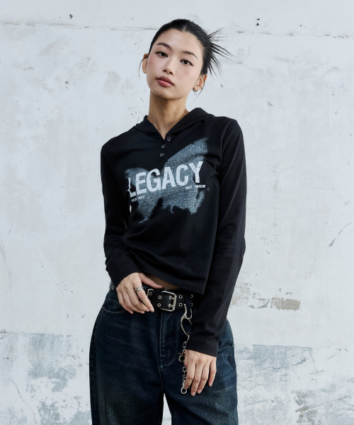 (W) LEGACY HOODED лонгслив чёрный
