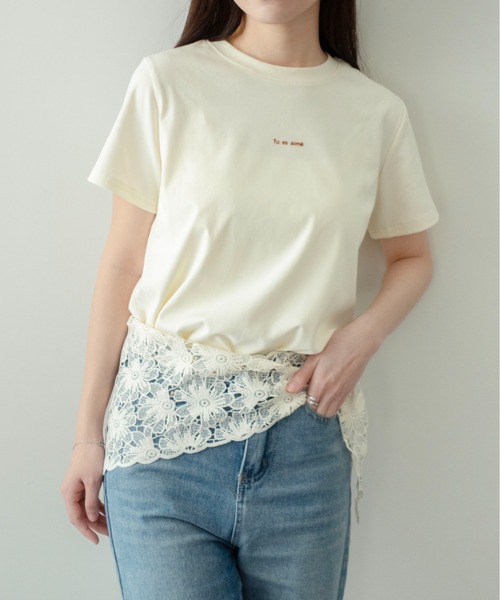 on:nue（オンニュ）の「【on:nue】[着用動画あり！] フロッキーロゴプリントTシャツ（Tシャツ/カットソー・レディース・ホワイト/クリーム/ブラック/グレー・FREE）」の18枚目の写真