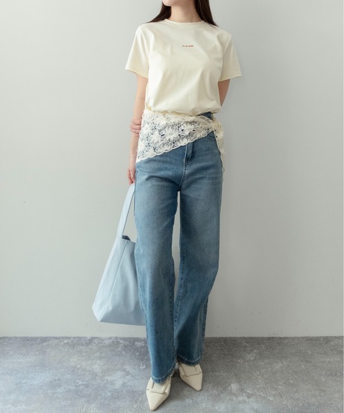 on:nue（オンニュ）の「【on:nue】[着用動画あり！] フロッキーロゴプリントTシャツ（Tシャツ/カットソー・レディース・ホワイト/クリーム/ブラック/グレー・FREE）」の19枚目の写真