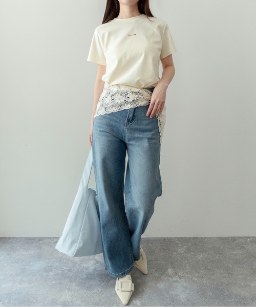 on:nue（オンニュ）の「【on:nue】[着用動画あり！] フロッキーロゴプリントTシャツ（Tシャツ/カットソー・レディース・ホワイト/クリーム/ブラック/グレー・FREE）」の20枚目の写真