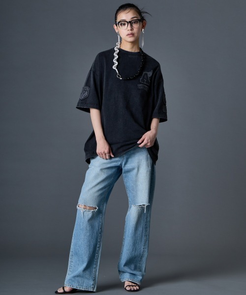 GEVS.（ジェイヴィス）の「綿100％ケミカル染カラーTシャツ＜大きいサイズ有＞GEVS.（Tシャツ/カットソー・レディース・ピンク/ブルー/スミクロ・5L/4L/3L/LL/L/M）」の10枚目の写真