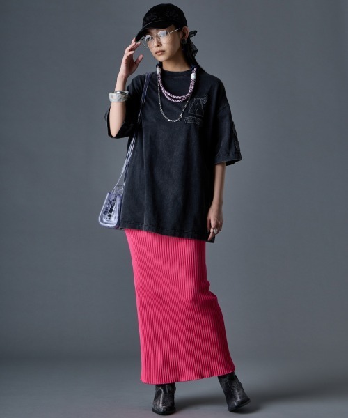 GEVS.（ジェイヴィス）の「綿100％ケミカル染カラーTシャツ＜大きいサイズ有＞GEVS.（Tシャツ/カットソー・レディース・ピンク/ブルー/スミクロ・5L/4L/3L/LL/L/M）」の4枚目の写真