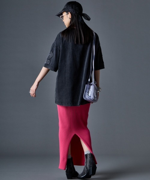 GEVS.（ジェイヴィス）の「綿100％ケミカル染カラーTシャツ＜大きいサイズ有＞GEVS.（Tシャツ/カットソー・レディース・ピンク/ブルー/スミクロ・5L/4L/3L/LL/L/M）」の5枚目の写真