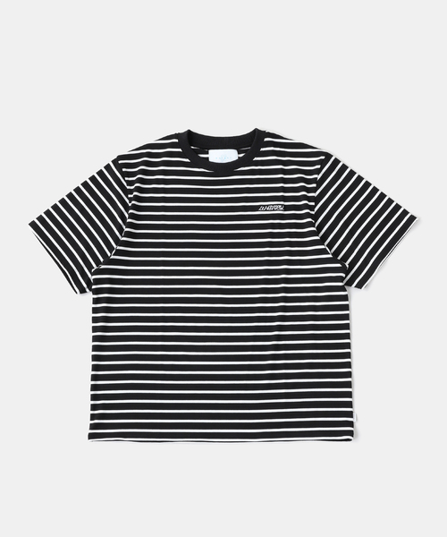 Whimsy(ウィムジー)の「Whimsy / ウィムジー Rayon Border Tee(Tシャツ/カットソー・メンズ・ブラック/ブルー・LARGE/MEDIUM)」の1枚目の写真