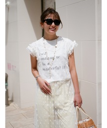 BeBeoD（べベッド）の「フリルチュールロゴTシャツ（Tシャツ/カットソー）」