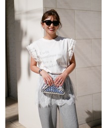 BeBeoD（べベッド）の「フリルチュールロゴTシャツ（Tシャツ/カットソー）」