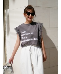 BeBeoD（べベッド）の「フリルチュールロゴTシャツ（Tシャツ/カットソー）」