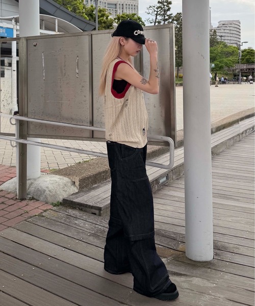 sedacle(セダクル)の「ユニオンダメージニットトップス(タンクトップ・メンズ・ブラック/ベージュ・MEDIUM/SMALL/LARGE)」の19枚目の写真