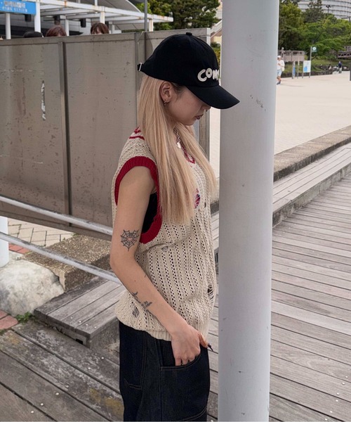 sedacle(セダクル)の「ユニオンダメージニットトップス(タンクトップ・メンズ・ブラック/ベージュ・MEDIUM/SMALL/LARGE)」の14枚目の写真